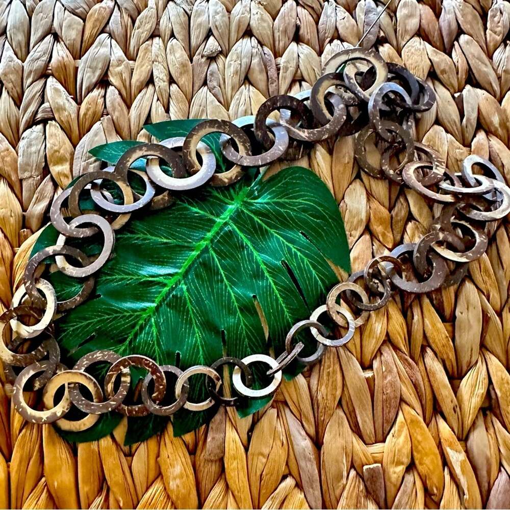 BOGO FREE Coconut shell circle boho necklace